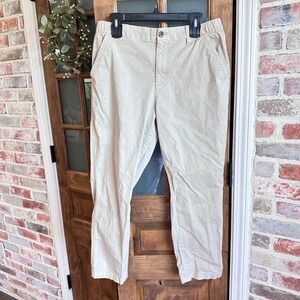 Old Navy OG Easy Chino Pant Women Large 32x27 Beige Elastic Waist Cotton Spandex